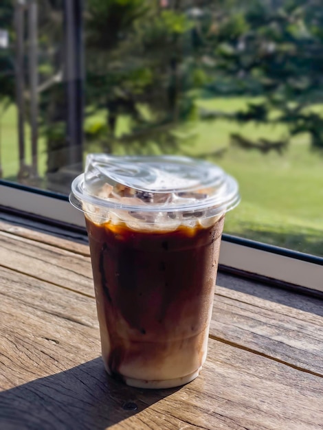 Iced drink in plastic container