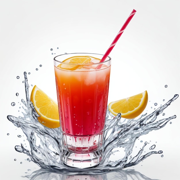 iced juice drink on white background