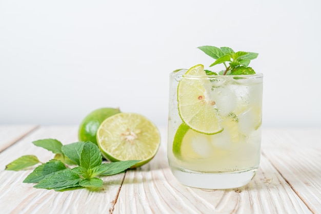 iced lime soda with mint - refreshing drink