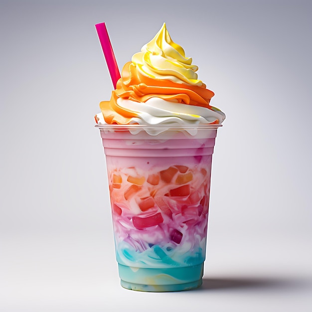 Iced Rainbow Drink With Whipped Cream Perfect For Drink Catalog