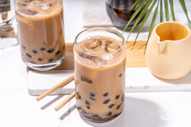 Iced tapioca coffee latte