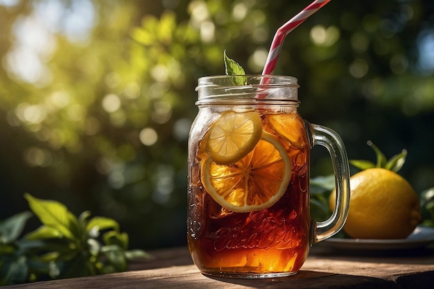 Iced tea in a mason jar