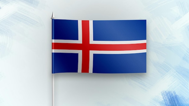 iceland 3D render flag on a blue texture background