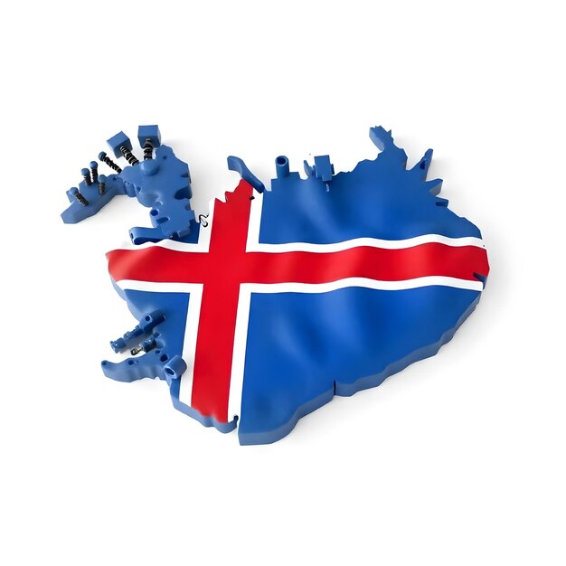 Iceland Map Flag Concept Illustration Design