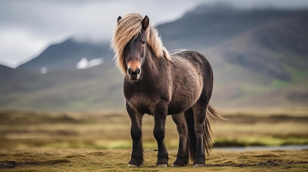 The Icelandic horse may be a breed of horse made in Iceland Creative resource AI Generated