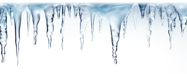 Icicles border on white background with empty copy space