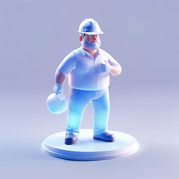 Photo icon of construction worker glossy glass style