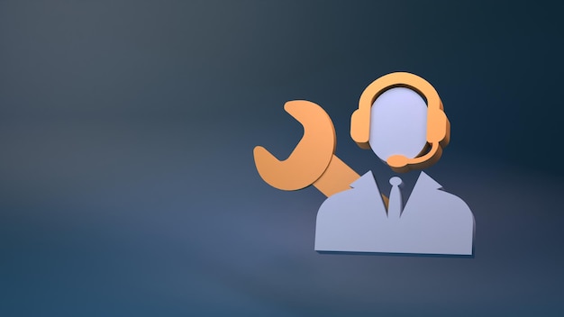 Photo icon of headphones with a microphone call center or support concept 3d rendering illustration