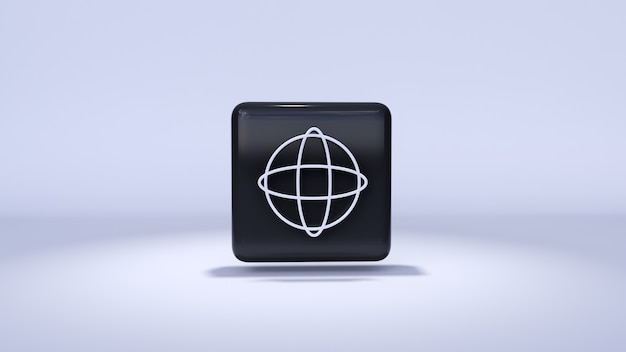 icon Internet 3d rendering on white background and highlights