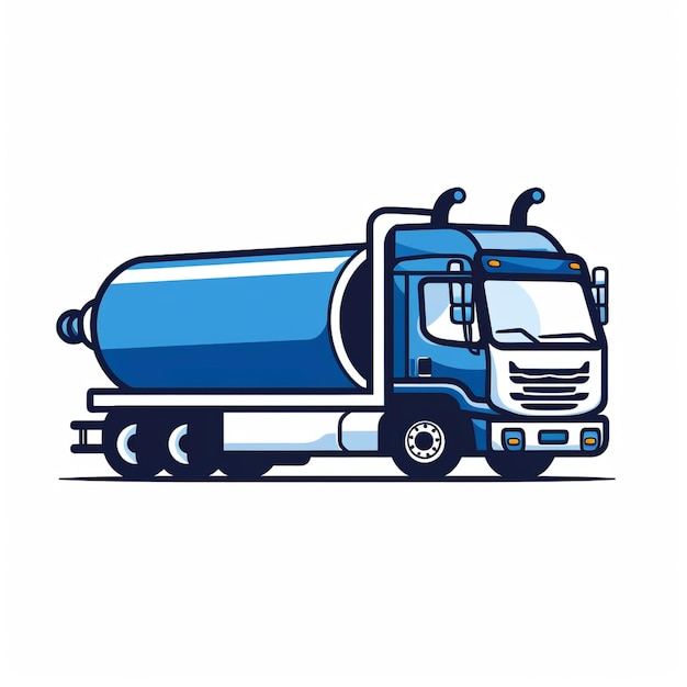 Icon isotank truck white and blue colors logo emblem transport truck