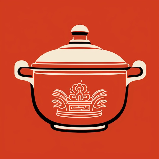 An icon for a red cooking pot with an orange burne Ai generated art