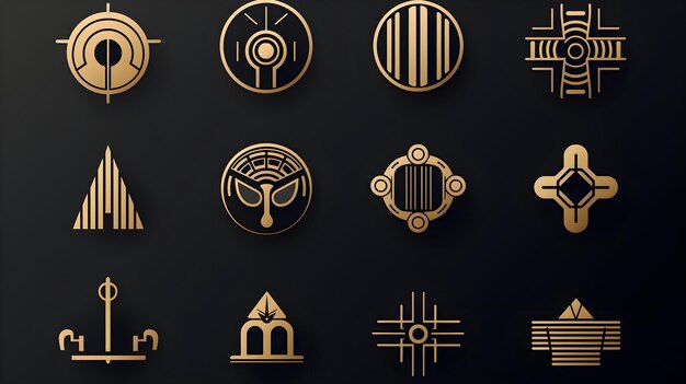 Icon Set Art Deco Elegance