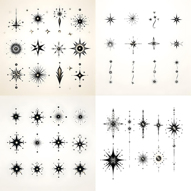 Photo icon set of sparkles and stars on white background