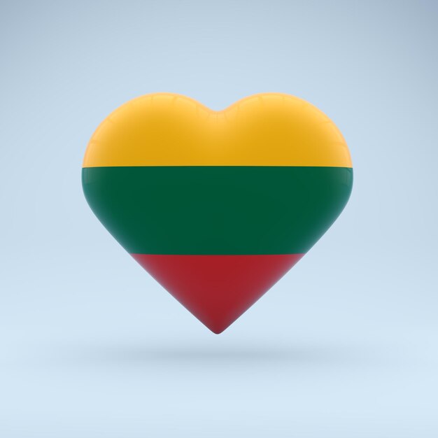 Icon in the shape of a heart with the image of the National Flag of Lithuania as a symbol of pride