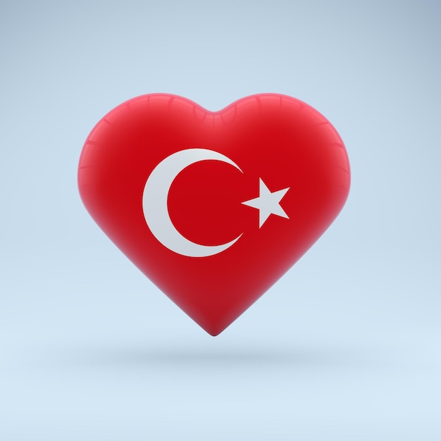 Icon in the shape of a heart with the image of the National Flag of Turkey as a symbol of pride