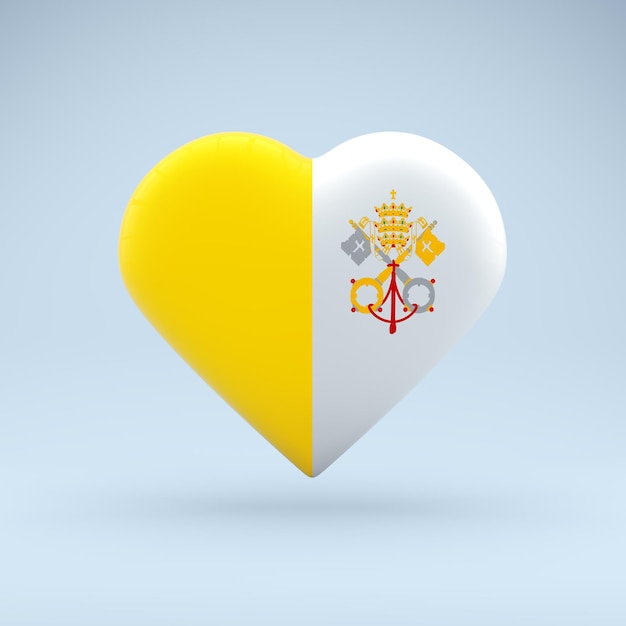 Icon in the shape of a heart with the image of the National Flag of Vatican City as a symbol