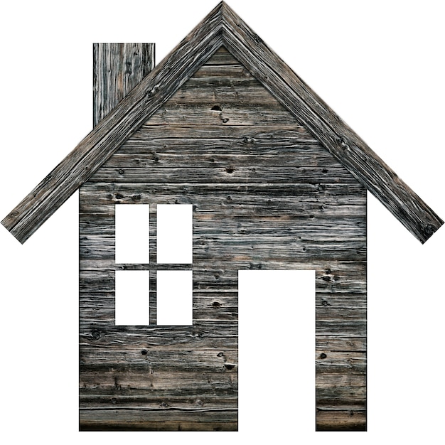 Icon of a wooden house on a white background