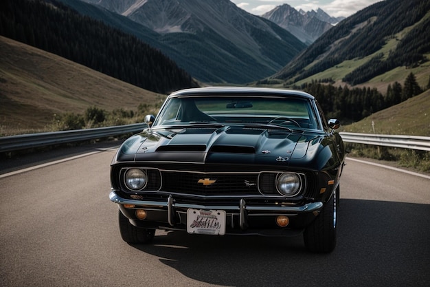 Photo the iconic black chevrolet camaro from