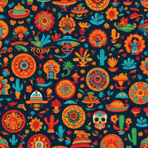 Iconic Mexican Elements and Vibrant Colors