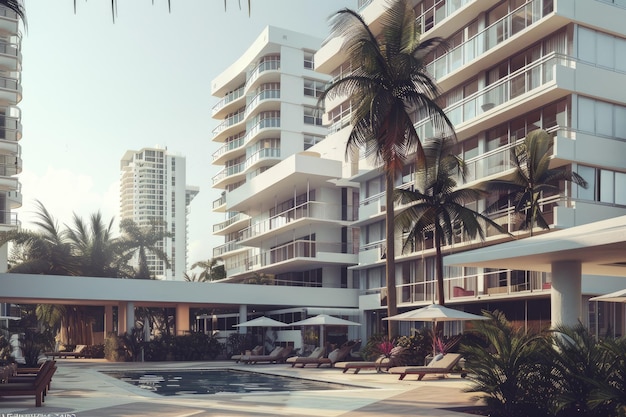 The iconic Miami Beach skyline with its distinctive hotels and highrise condos