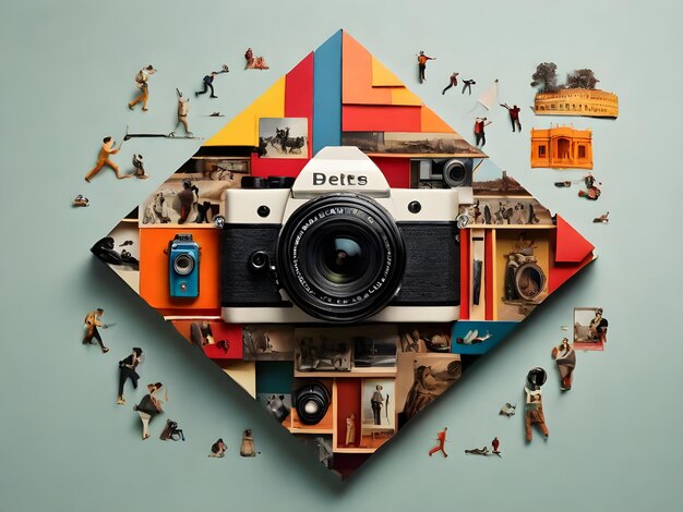 Photo iconic photo collage forms camera celebrating world photography day