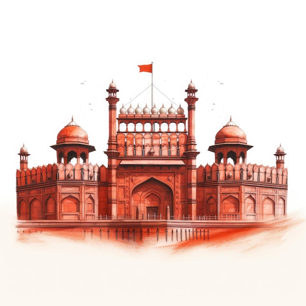 Iconic Red Fort Standing Bold Against a White Canvas