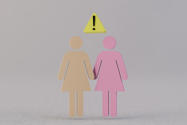 icons figurines of two girls girlfriends who hold hands on a white background.women vague feelings