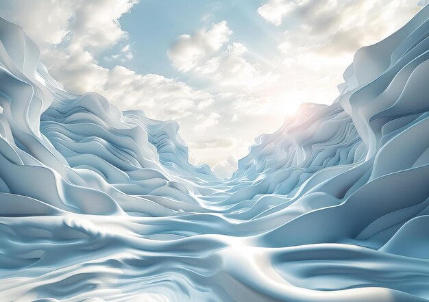 Icy Blue Mountain Landscape