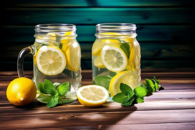 Icy detox water with lemons