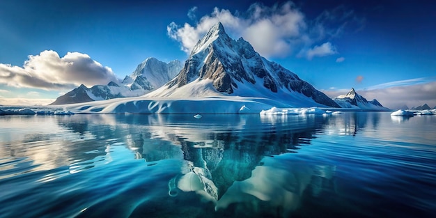 Icy mountain floating in the ocean with only a small portion visible above water Hidden Depth Cold Frozen Glacier