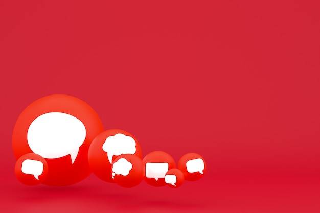 Idea comment or think reactions emoji 3d render,social media balloon symbol with comment icons pattern background