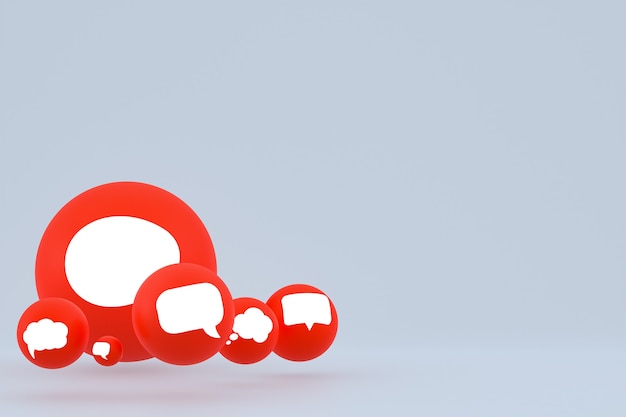 Idea comment or think reactions emoji 3d render,social media balloon symbol with comment icons pattern background