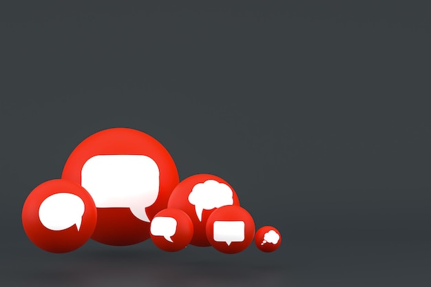 Idea comment or think reactions emoji 3d render,social media balloon symbol with comment icons pattern background