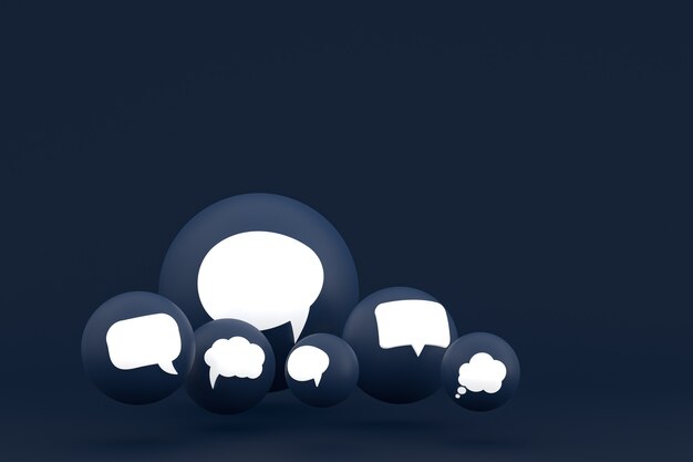 Idea comment or think reactions emoji 3d render,social media balloon symbol with comment icons pattern