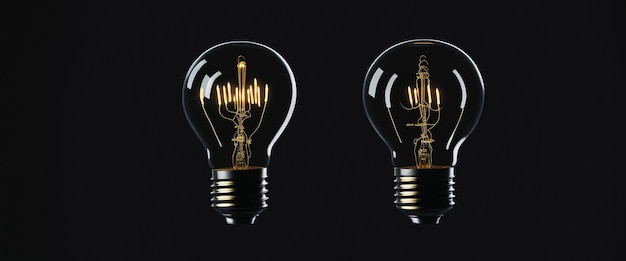 Idea concept Light bulbs on a black background