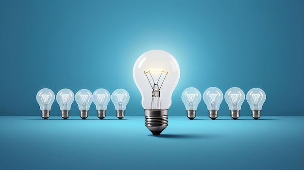 Idea concept with light bulbs on blue background