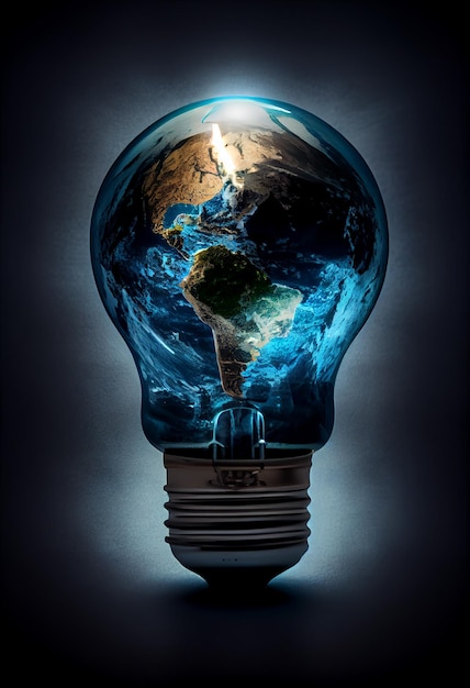 Idea and creativity greennery power saving concept light bulb AI Generate