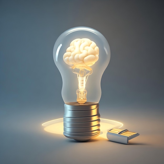 Idea and innovation concept Light bulb in shape of brain