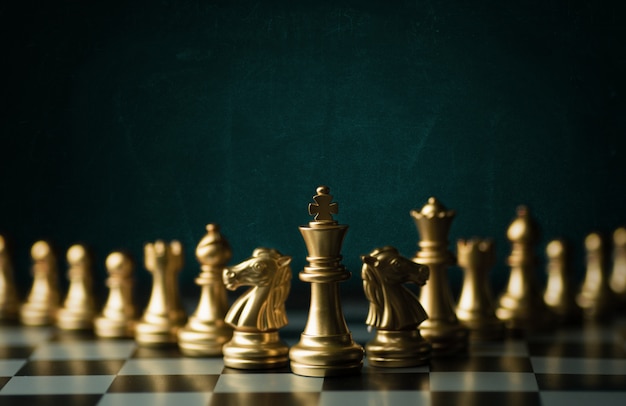 Idea strategy and confidential  competition business concept, King chess pieces on board 