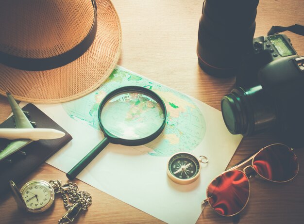 Ideas for holiday planning With the necessary equipment to travel.