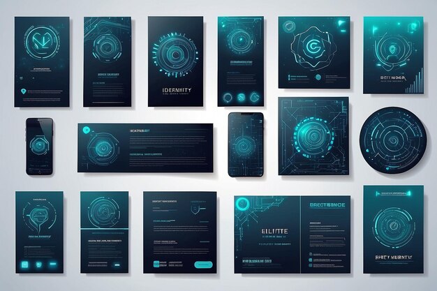 Photo identity technology set vector design