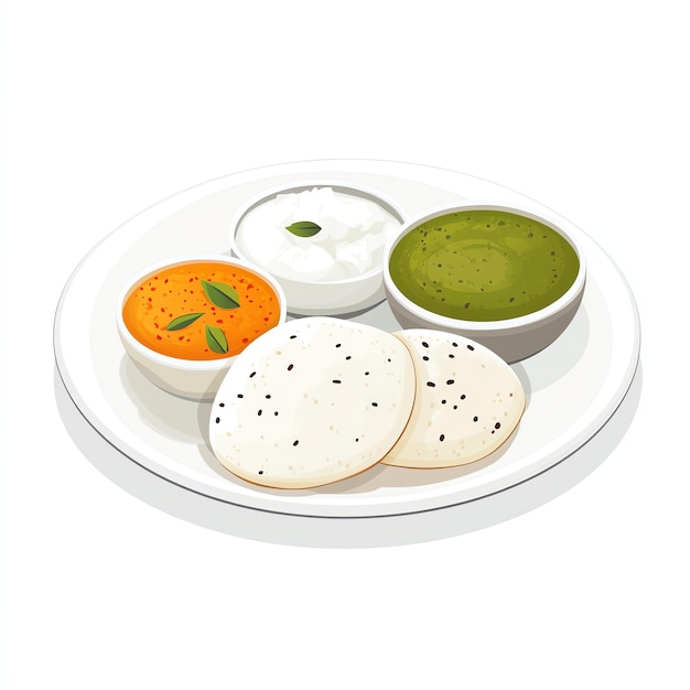 Photo idli with sambar and coconut chutney indian food