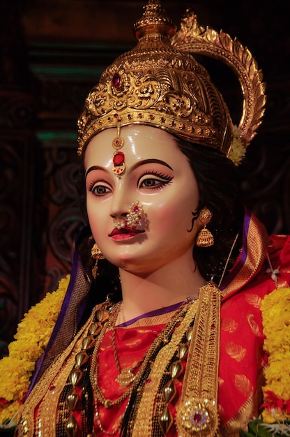 Idol statue of Goddess Maa Durga, Happy Navratri and Dussehra