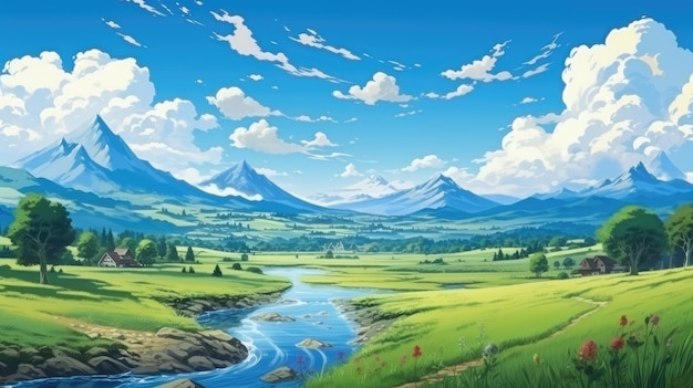 idyllic countryside landscape background