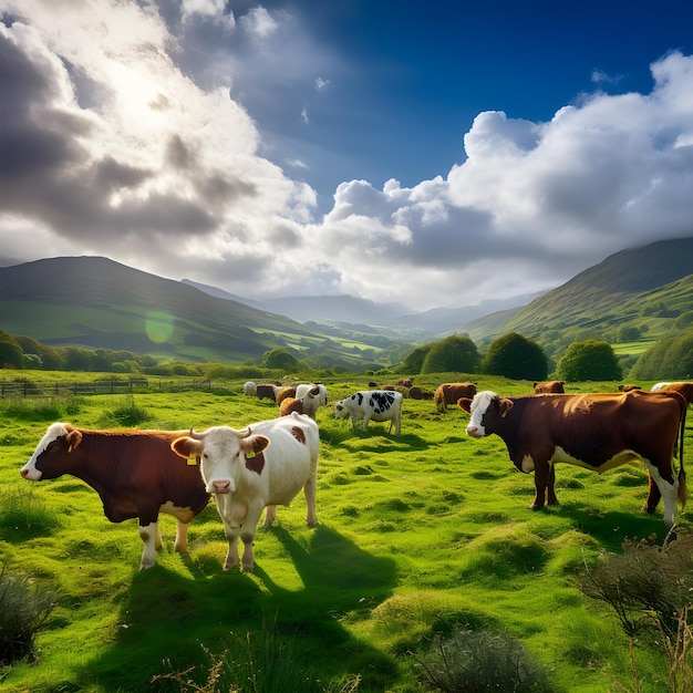 Idyllic Countryside A Pictorial Representation of Grazing Ayrshire Cows