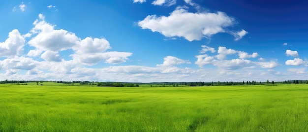 Photo idyllic green field under blue sky