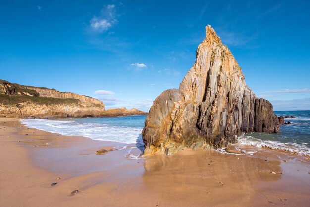 Idyllic landscape in Mexota beach, Asturias, Spain.