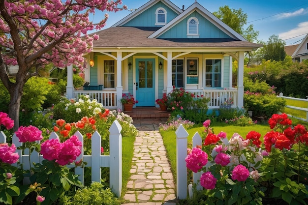 Idyllic Spring Cottage with Blossoming Garden