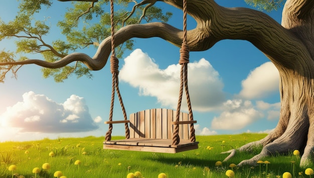 Idyllic Summer Scene with Swing