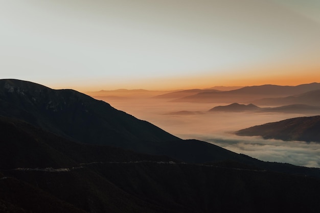 Idyllic sunrise on a beautiful mountain in Bosnia.